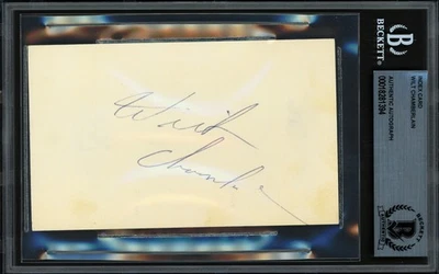 Wilt Chamberlain Signed 3x5 Index Card Los Angeles Lakers Beckett #18281394 - Image 1 of 2