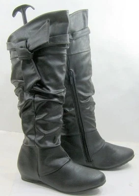 nova bota preta 1,5" salto cunha escondida joelho arco lateral MULHER tamanho 7,5 - Imagem 1 de 4