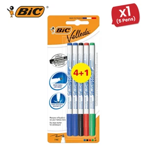 Whiteboard Pens BIC Velleda 1721 Assorted Colours Pack of 4+1 Teachers Recommend - Picture 1 of 1