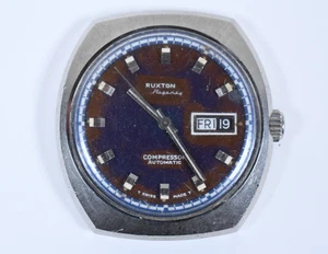 Orologio Uomo NON FUNZIONANTE Vintage anni 70 Ruxton Regency Compressore Automatico Giorno/Data - Foto 1 di 18