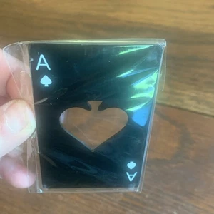 Black Poker Card Opener Stainless Steel Bottle Cap Opener~Sealed/New - Picture 1 of 5