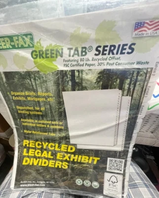 Divisores de exhibición legal KLEER-FAX Green Tab serie 91951 25 por paquete (2E) Foto 1 de 4