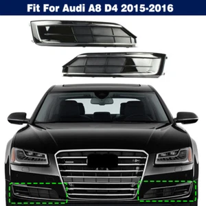 Par de cubiertas de rejilla bisel con luz antiniebla delantera para Audi A8 D4 2015-2016 - Imagen 1 de 6