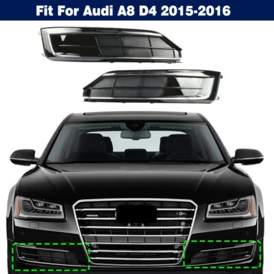 Pair Front Bumper Fog Light Lamp Grille Cover Bezel For Audi A8 D4 2015-2016 Foto 1 de 4