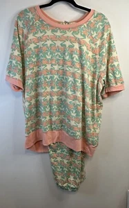 Lularoe Jane Jax 3XL Star Set Jogger Pajama Pj Peach Mint Green Outfit Lounge - Picture 1 of 12