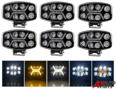 6X Fit Scania Volvo DAF MAN 24v 10'' Jumbo Spot Light Led White Amber DRL E9 - Image 1 of 4