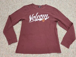 Volcom Shirt Mens Large Red Waffle Knit Thermal Long Sleeve Skateboarding - Picture 1 of 13