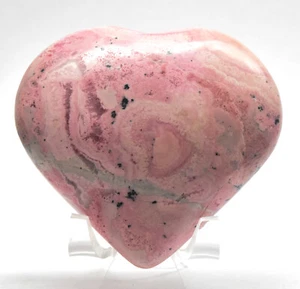 73mm Rich Pink Rhodochrosite w/ Inclusions Heart Polished Gemstone Crystal Peru - Picture 1 of 4