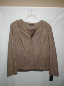 Evan Picone 20W 1X braun und creme Reißverschluss vorne Jacke - Bild 1 von 1