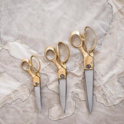 Heavy Duty Tailor Scissors Professional Handle Brass Stainless Steel Set of 3 - Image 1 of 4