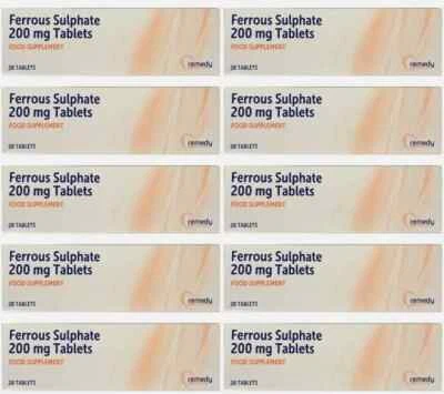 REMEDY HEALTHCARE 10 x Ferrous 200mg - Iron Tablets - 28 Tablets | Anemia |