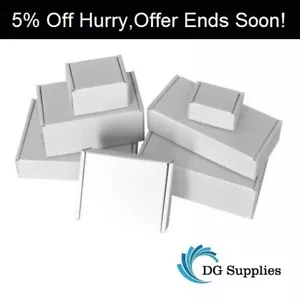 More details for white die cut folding lid postal cardboard boxes small mailing shipping cartons-