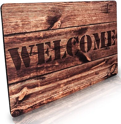 Fußmatte innen & außen 50x70cm, Motiv Welcome Holzoptik, Schmutzfangmatte Groß - Bild 1 von 4