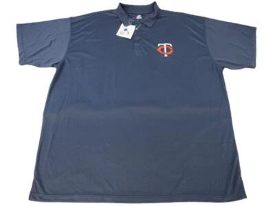 Minnesota Twins Mens Sizes 4XL-5XL-6XL-Tall Majestic Navy Polyester Polo Shirt - Image 1 of 4