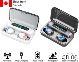 Véritable Écouteur Sans Fil Bluetooth Noir Blanc Écouteur Téléphone Portable Étui de Charge - Photo 1 sur 13