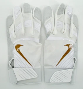 Nike HyperDiamond Select 2.0 Batting Gloves Adult Large White/Gold - Picture 1 of 5