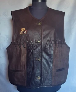 CHALECO VINTAGE COUNTRY OKTOBERFEST DIRNDL CUERO MUJER SIN MANGAS: US16/EU 44 - Imagen 1 de 7