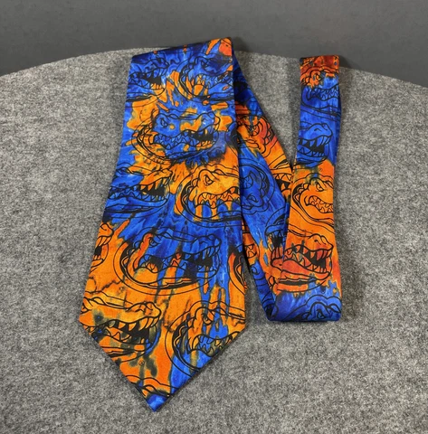 University Of Florida Gators Silk Neck Tie Orange Blue UF Gator Head Cover