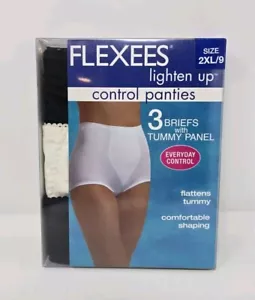 Flexees Control Panties Lighten Up Tummy Panel Size 2 XL (Pack Of 3) Blk/White - Bild 1 von 2