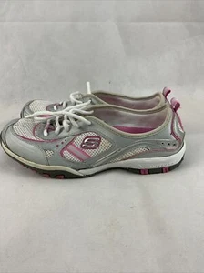 Sketchers Sport Low Top Silver Pink 8.5 Womens Sneakers Shoes 11442 - Picture 1 of 11