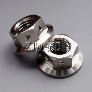 2pcs M10 x 1.25 Ti tanium Hex Flange Race Drilled Nut for Sprocket Lockwire - Picture 1 of 1