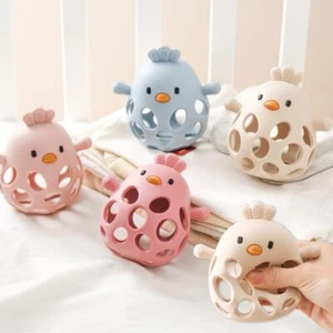 Baby Toys Silicone Hollow Teether Bpa Free 0 12 Months Cartoon Cute Chick Infant - Picture 1 of 33