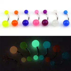7PCS/Set Glow In The Dark Belly Button Navel Bar Rings Body Piercing Jewelrxe - Picture 1 of 6