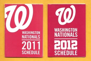 2011 & 2012 Washington Nationals Baseball Pocket Schedule Lot - Picture 1 of 2