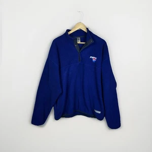 Vintage Russell Athletic Pullover USA Herren XL Blau Druckknopf Fleece Pepsi - Bild 1 von 8