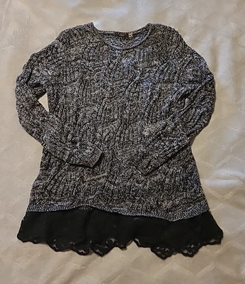 Suéter Fylo London para mujer talla XL negro blanco encaje tejido caprichoso hada Y2k Foto 1 de 4