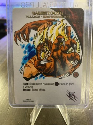 Tarjeta de boceto jugable legendaria UD Marvel 2015 diente de sable por Gener Pedrina 1/1 Foto 1 de 2