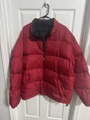 LL Bean Hombre Talla 2XL Cremallera Completa Plumón de Ganso Relleno Acolchado Puffer Chaqueta Roja Foto 1 de 4
