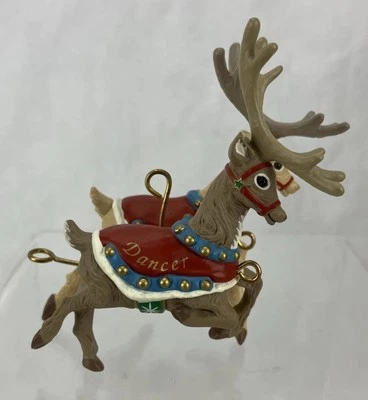 DASHER & DANCER 1992 Hallmark Keepsake Ornament Santa And Reindeer 1st of 5 - Image 1 of 4