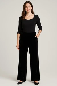 Charter Club Samthose weites Bein Damen XL schwarz Pull On Stretch Lounge Hose - Bild 1 von 3