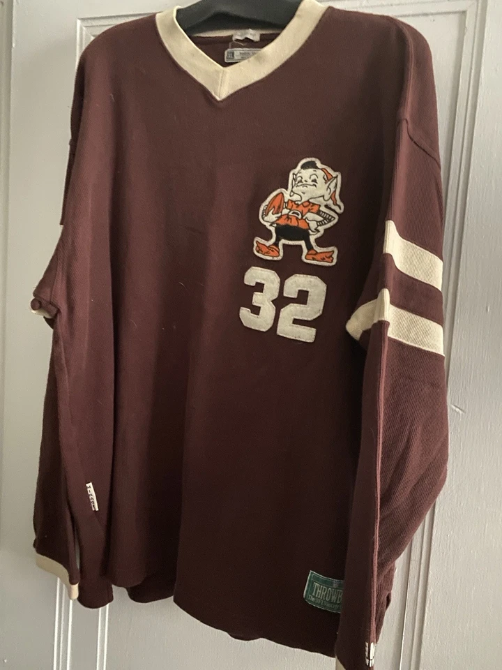 1995 Vintage NFL Throwback Jim Brown 32 Browns Suéter 100% Algodão Extra Grande Masculino - Imagem 1 de 4