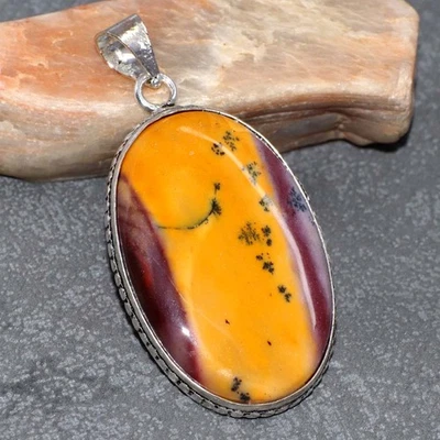 Colgante Mookaite Chapado en Plata 925 Hecho a Mano 2.1" Joyería Única GW Foto 1 de 3