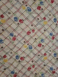 40er Jahre Vintage rot und blau Tulpen Stoff Stoff Landhaus Nähen Landhaus - Bild 1 von 3