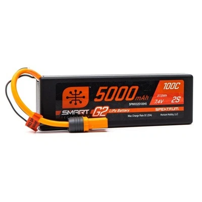 SPEKTRUM 5000MAH 2S 7.4V 100C SMART G2 HARD CASE LIPO BATTERY WITH IC5 CONNECTOR - Image 1 of 2