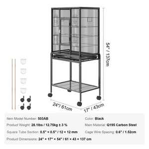 52/54 Inch Standing Large Flight Bird Cage Carbon Steel Parakeets Cages with Rol - Picture 1 of 14