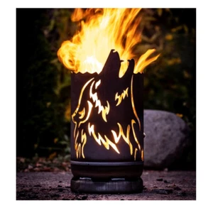 Feuertonne heulender Wolf Feuerstelle Feuersäule Feuerschale - Bild 1 von 3
