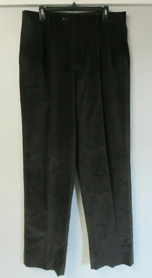 Mens Linea Naturale Dress Pants Slacks Black Cotton Size 35x34 Pleated Front - Image 1 of 4