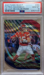 Patrick Mahomes II PSA 10 - 2020 Select - Nivel de campo tricolor Prizm troquelado - Imagen 1 de 2