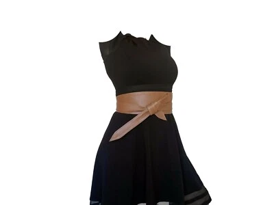 Cinturón de cuero marrón, cinturón Obi envolvente de moda para mujer, cinturones anchos llamativos, Dean Foto 1 de 4