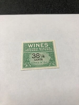 US RE189 38 1/4c Wines Internal Revenue Series of 1941 Unused - VF - MNH. - Image 1 of 3