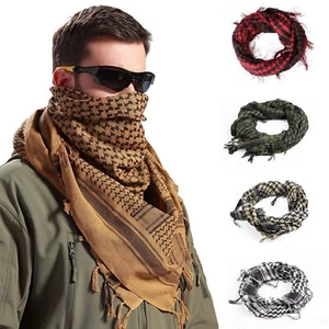 Unisex Lightweight Plaid Tassel Arab Desert Shemagh KeffIyeh Scarf Wrap Pashmina - Picture 1 of 20