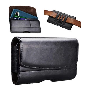 Cell Phone Holster Pouch Leather Wallet Holder Case Belt Loop For IPhone Samsung - Photo 1 sur 14