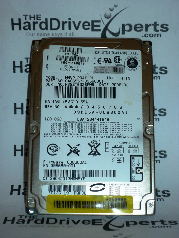HP Spare 415912-001 120gb 4200rpm ATA Hard Drive 396689-001 CA06557-B35600C1 - Image 1 of 1