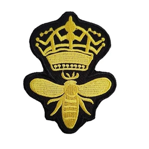Parche Hierro Abeja Reina Corona Insignia Coser Bordado Real 6cm x 8cm Dorado P490 - Imagen 1 de 3
