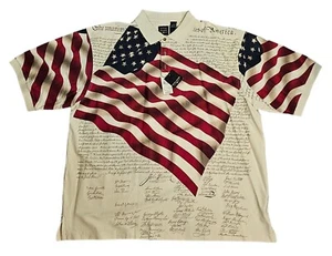 Cotton Traders American Flag Declaration of Independence Golf Shirt Men's 2XL - Picture 1 of 9