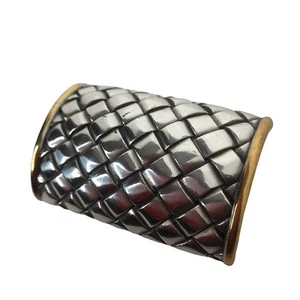 Silver And Gold Toned Scarf or Shawl Holder Brooch 2.25 Inches - Picture 1 of 4